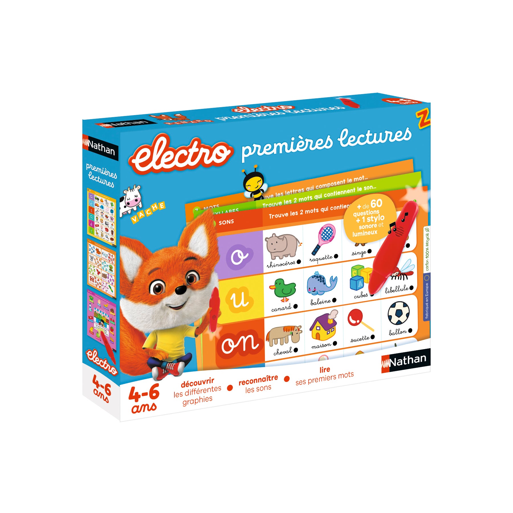 Nathan Electro – Premières Lectures – Jeu électronique Questions-réponses – Stylo Lumineux – Dès 3 Ans